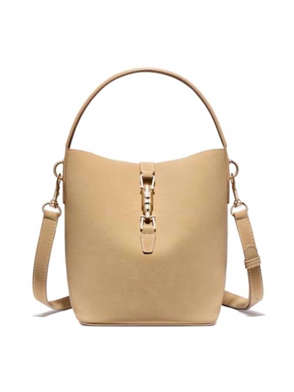 Vegan Leather Small Bucket Bag Crossbody Shoulder Handbag